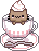 nyanko cat in a latte with whipped cream
