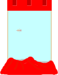 an animated gif of a sea monkey in an aquarium. it wanders around, sometimes bumping into the walls