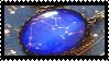 blue stone with gold constellation designs.