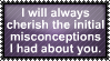 i will always cherish the initial misconceptions i had about you.